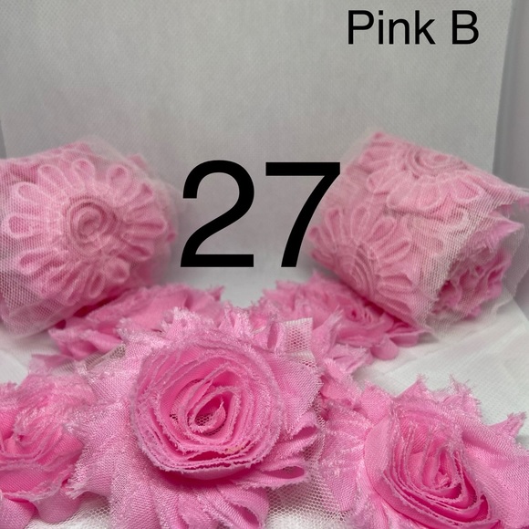 Lot of 27 Pink shabby flowers NEW headbands DIY - Picture 1 of 4